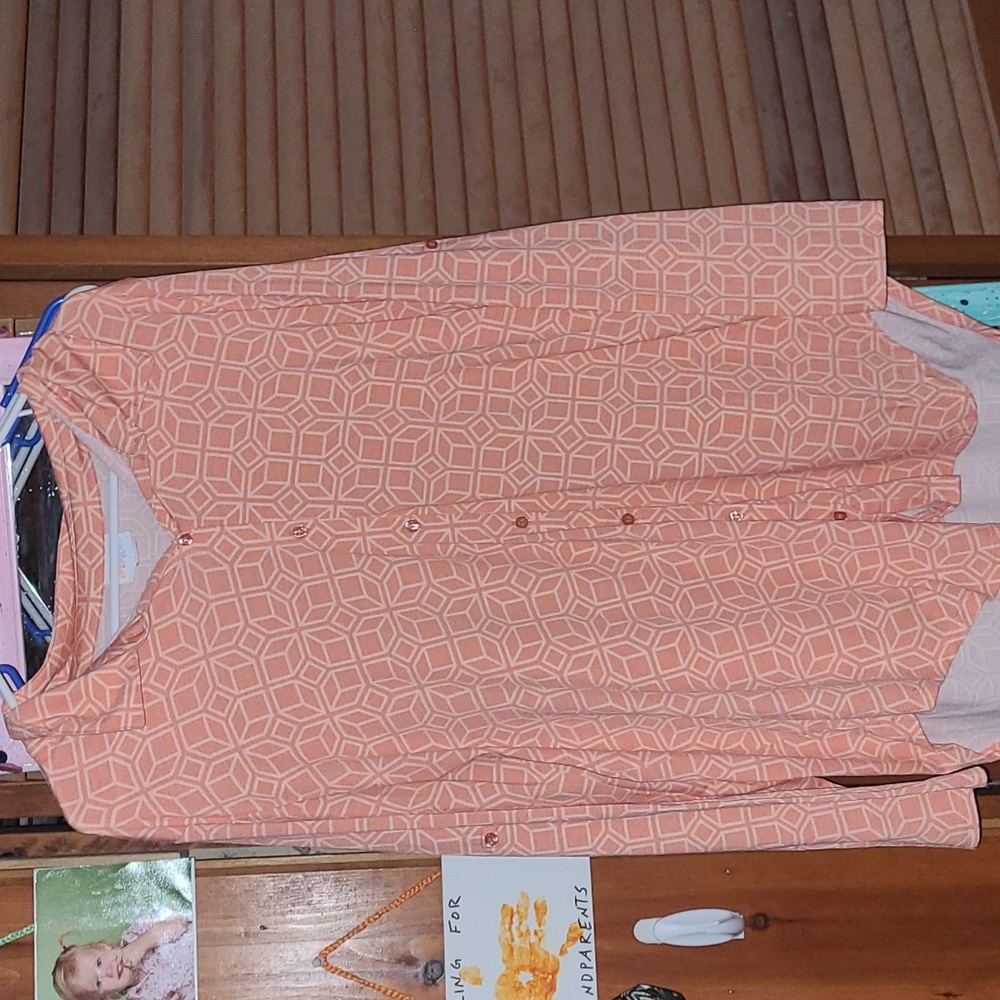 XL Lularoe orange button down long sleeve top